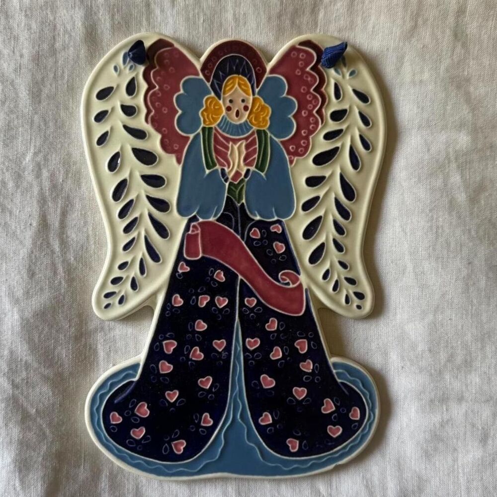 J Dubin Designs Colorful Eclectic Hanging Ceramic Angel